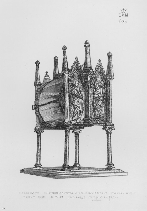 Victoria ve Albert Müzesi: Reliquary, kaya kristali ve gümüş yaldızlı, İtalyanca, yaklaşık 1350 by English School