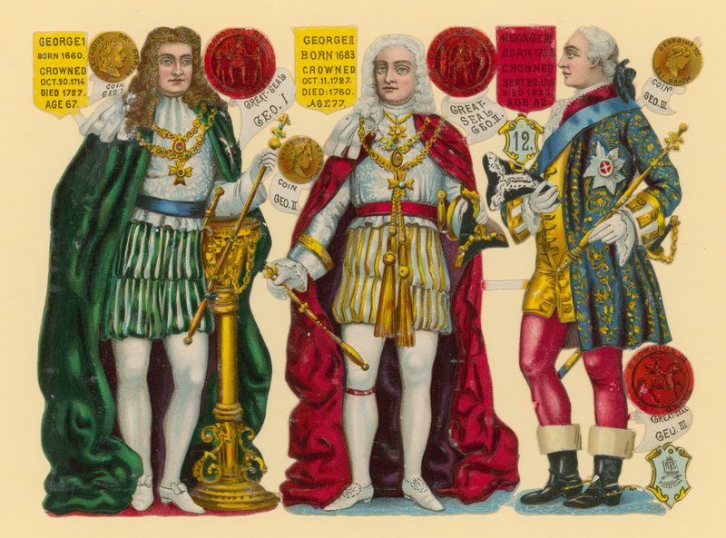 Viktorya dönemi hurdası: King George I, King George II, King George III by English School
