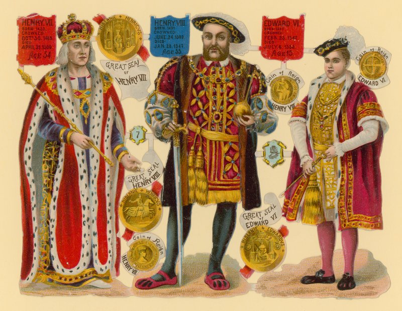 Viktorya dönemi hurdası: Kral Henry VII, Kral Henry VIII, Kral Edward VI by English School