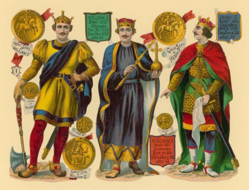 Viktorya dönemi hurdası: Kral I. William, Kral II. William, Kral I. Henry by English School