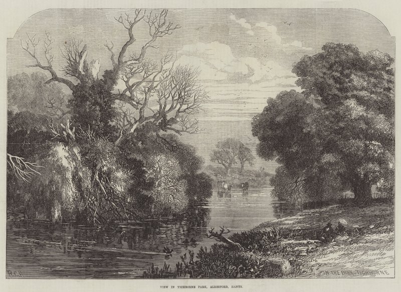 Tichborne Park, Alresford, Hants (gravür) görünümünde by English School