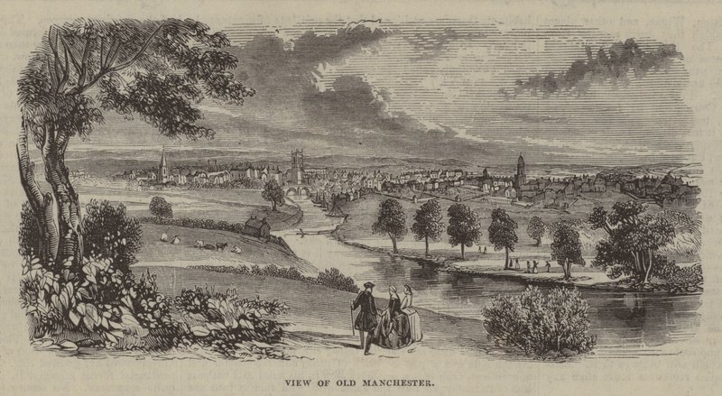 Eski Manchester görünümü (gravür) by English School