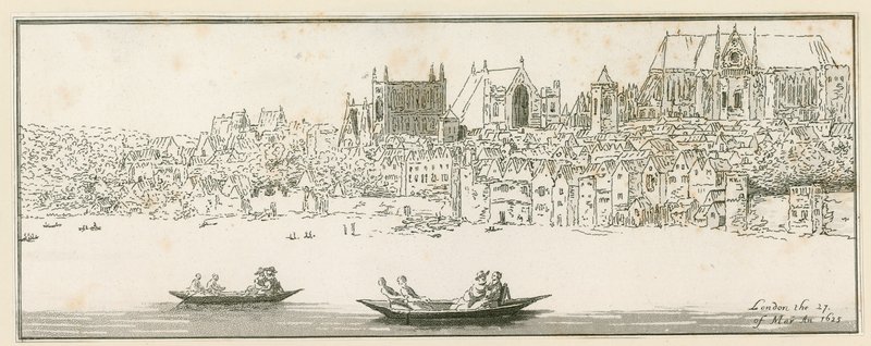 Westminster Sarayı'nın görünümü, Londra, 27 Mart 1652 by English School