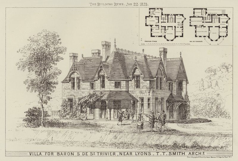 Lyon yakınında Baron S de St Trivier için villa (gravür) by English School