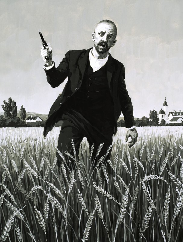 Vincent Van Gogh bir buğday tarlasında ölümüne doğru yürüyor by English School