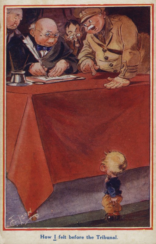 Vicdani retçinin 1. Dünya Savaşı karikatür propaganda kartpostalı by English School
