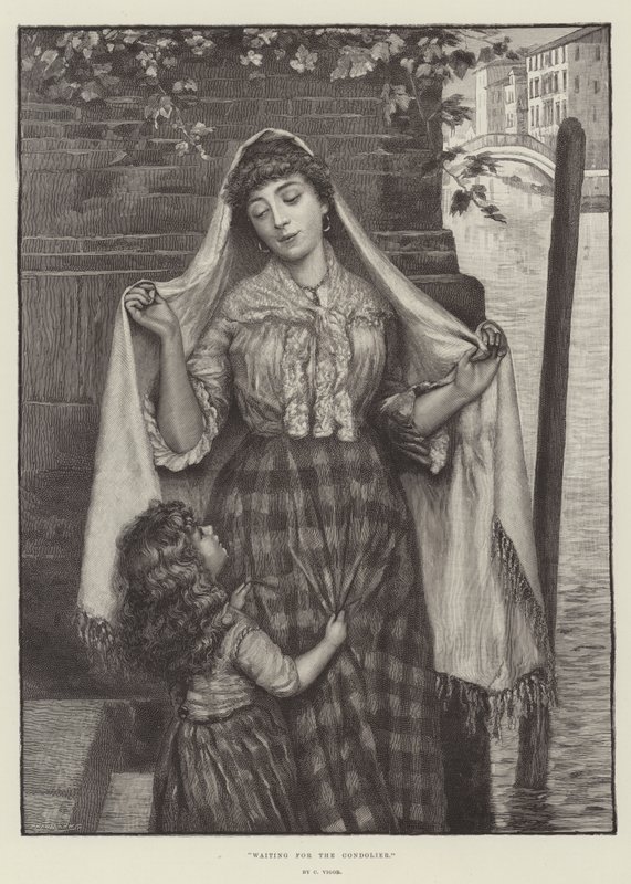 Gondolcuyu Beklerken (gravür) by English School