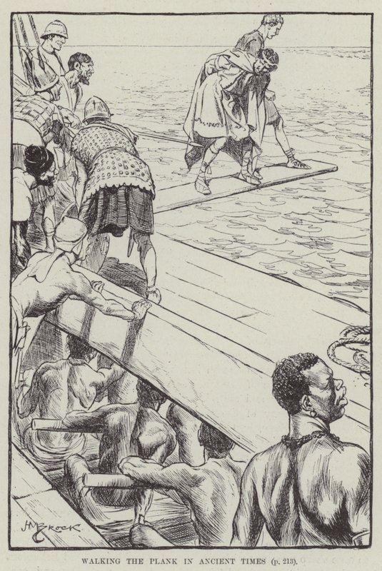 Antik çağda tahtada yürümek (gravür) by English School