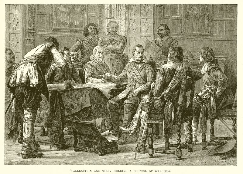 Wallenstein ve Tilly bir savaş konseyi düzenliyor (1626) by English School