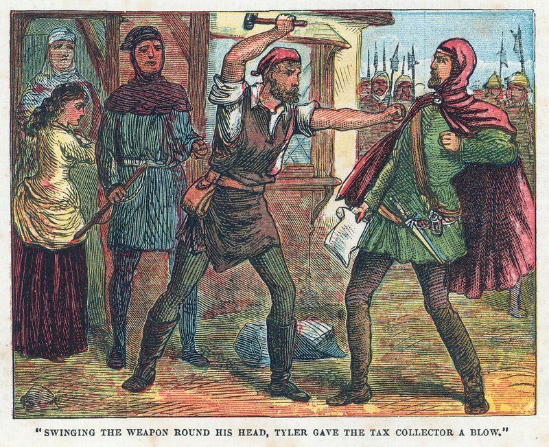 Wat Tyler vergi tahsildarına bir darbe indiriyor by English School