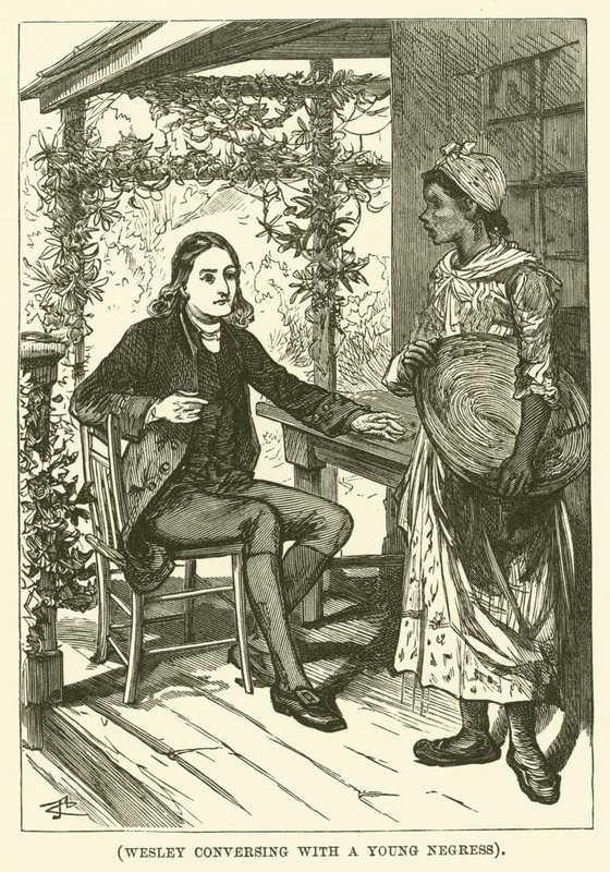 Wesley genç bir zenci ile sohbet ederken (gravür) by English School
