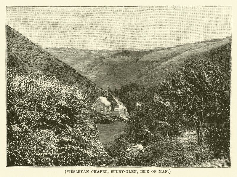 Wesleyan Şapeli, Sulby-Glen, Man Adası (gravür) by English School
