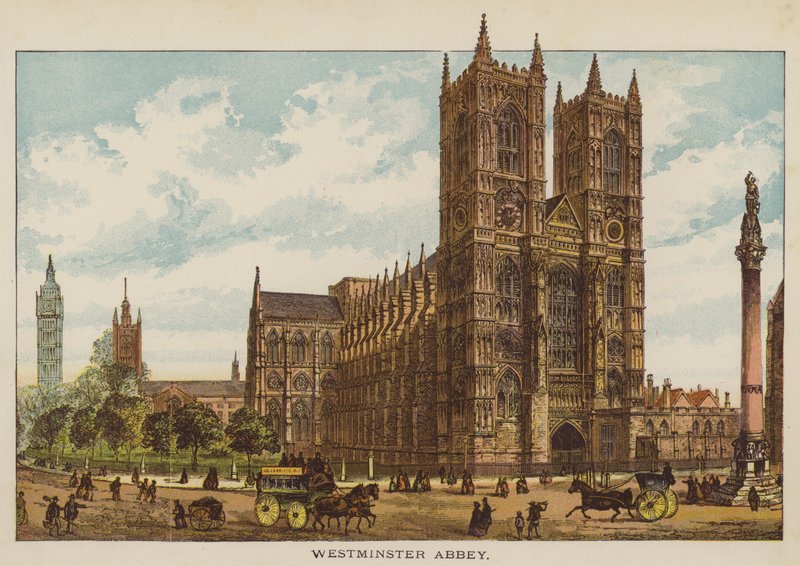 Westminster Abbey (renkli gravür) by English School