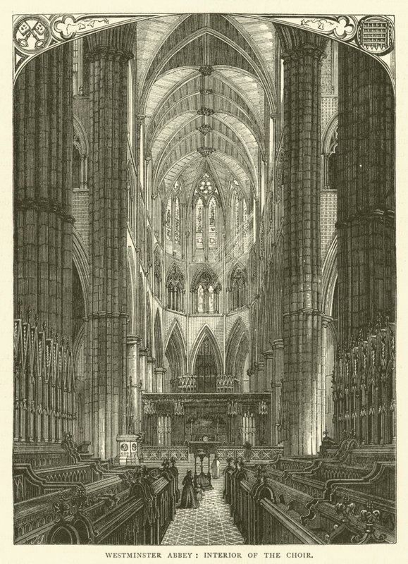 Westminster Abbey, koronun içi (gravür) by English School