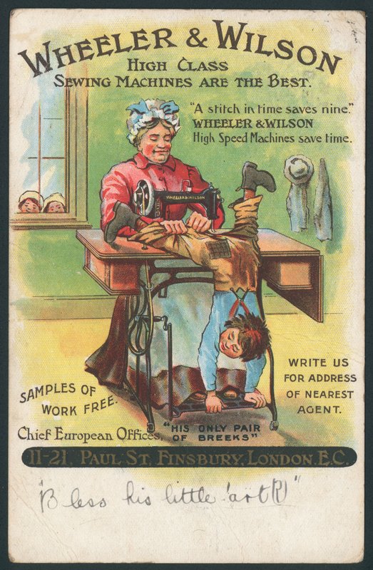 Wheeler & Wilson, Dikiş Makineleri - erkek çocuk pantolonunu tamir etmek by English School