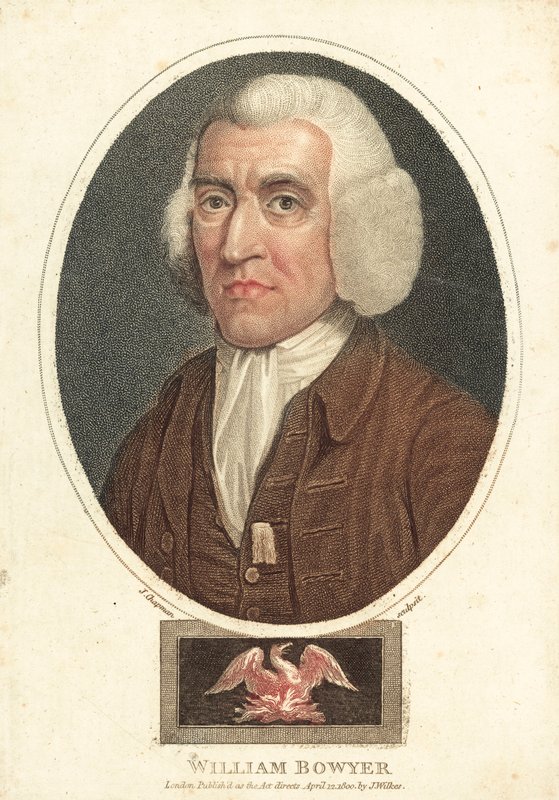William Bowyer, İngiliz yazıcı ve editör (renkli gravür) by English School