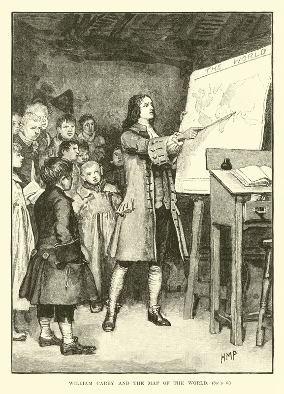 William Carey ve Dünya Haritası by English School