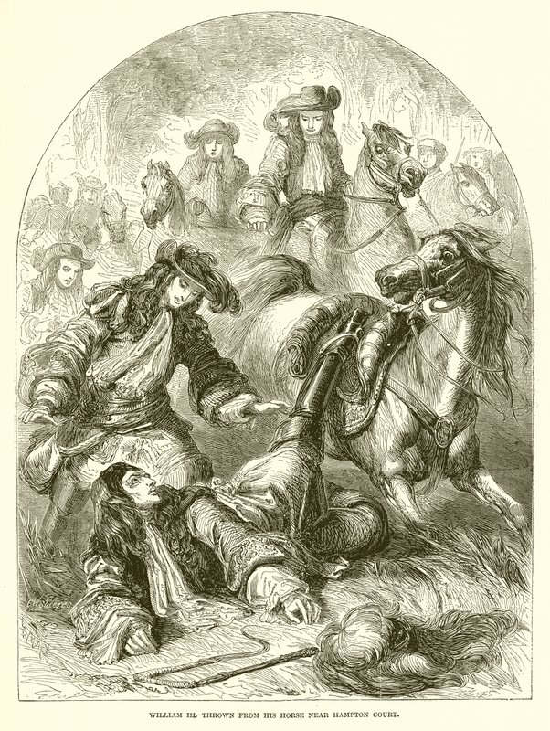 William III. Hampton Court yakınlarında atından atıldı by English School