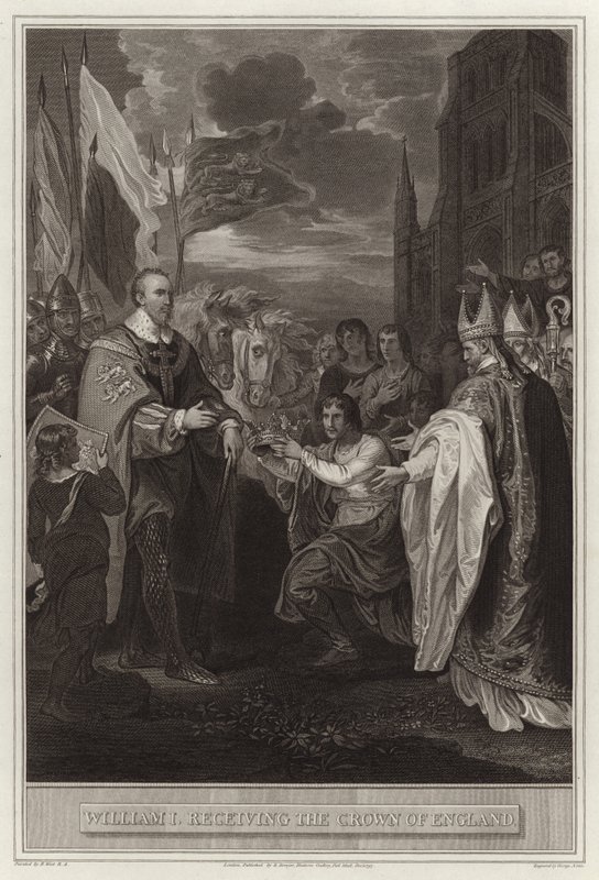 William I İngiltere Kraliyet tacını alırken by English School