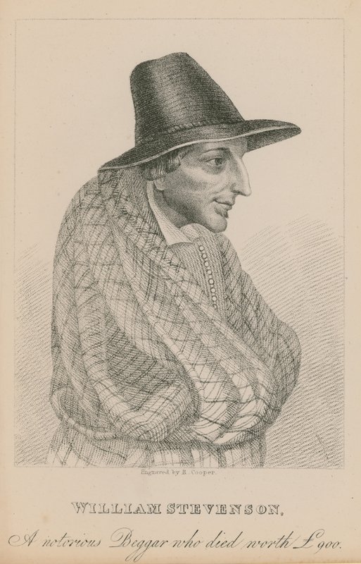 William Stevenson, 900 £ değerinde ölen ünlü bir dilenci by English School