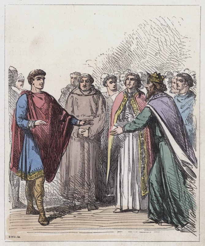 Normandiyalı William ve Confessor Edward (renkli gravür) by English School