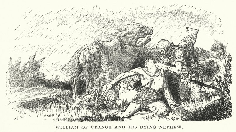 Orange William ve ölmekte olan yeğeni (gravür) by English School