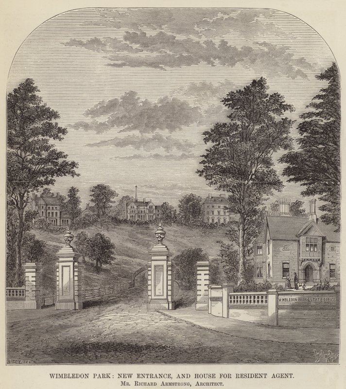 Wimbledon Park, Yeni Giriş ve Yerleşik Temsilci Evi (gravür) by English School