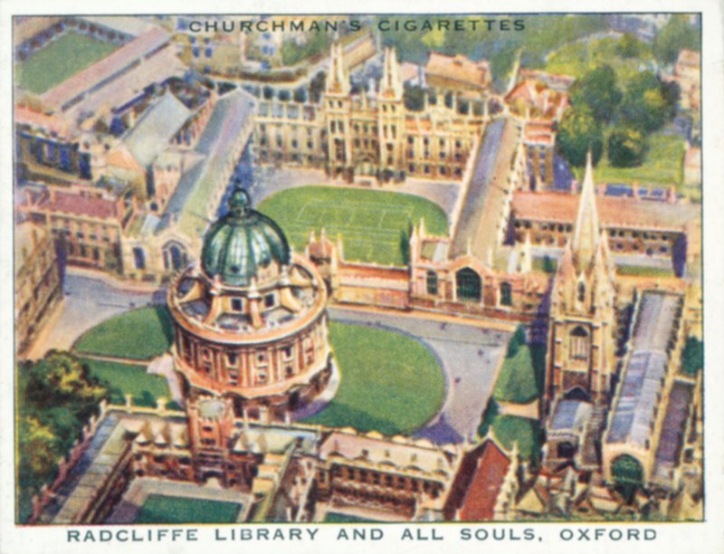 İmparatorluk Üzerinde Kanatlar: Radcliffe Kütüphanesi ve All Souls, Oxford (renkli taş baskı) by English School