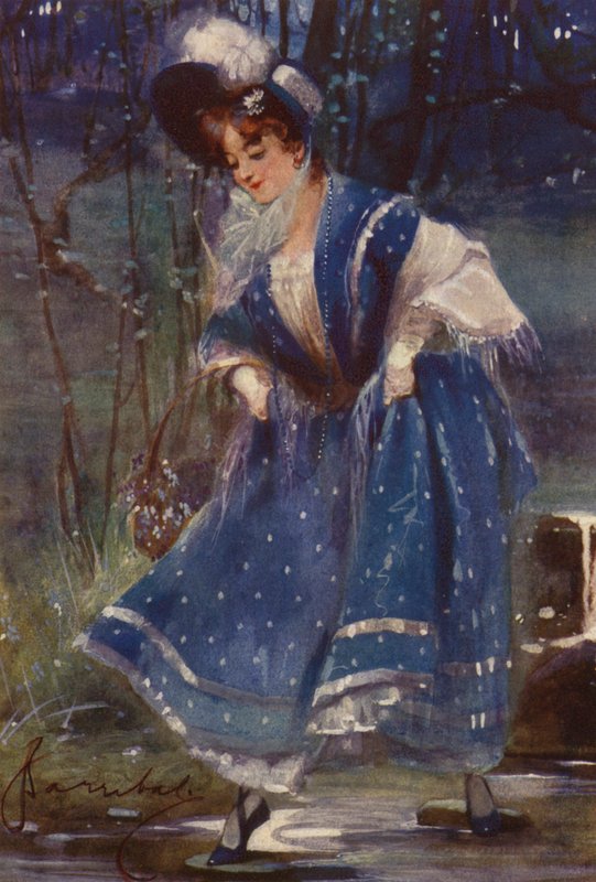 Mavili kadın, takvim tasarımı (renkli taş) by English School