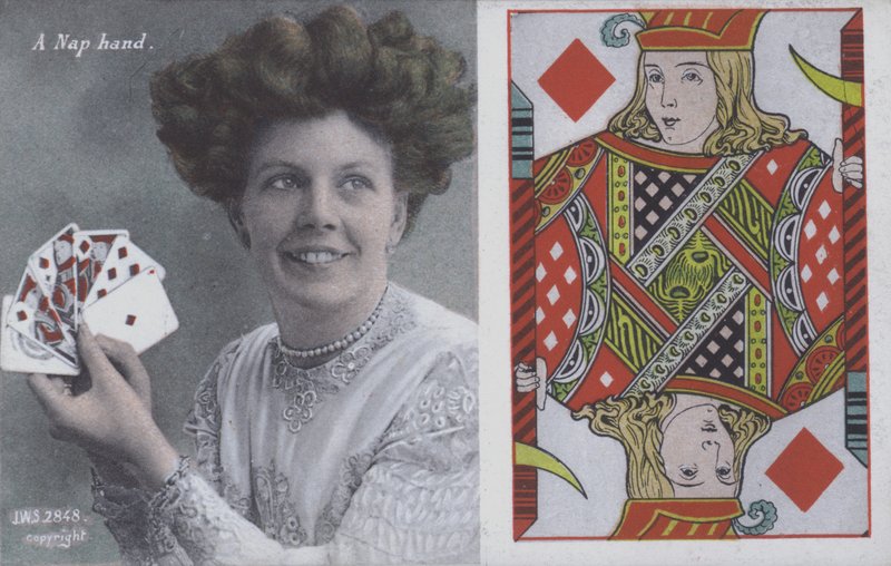 Kadın iskambil kağıtları ve Jack of Diamonds (renkli taş) by English School