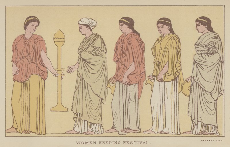 Festival tutan kadınlar (renkli taş) by English School