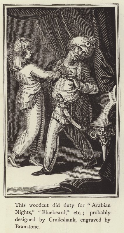 Binbir Gece Masalları, Bluebeard vb. için görev yapan gravür (gravür) by English School