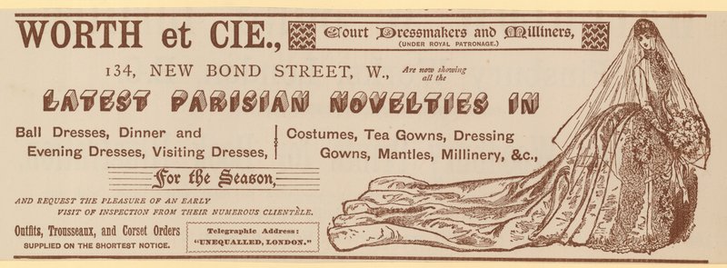 Worth et Cie, 134 New Bond Street, Londra, reklam by English School