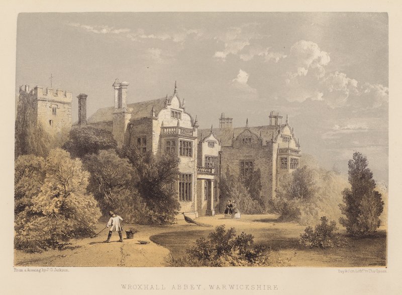 Wroxhall Manastırı, Warwickshire (aquatint) by English School