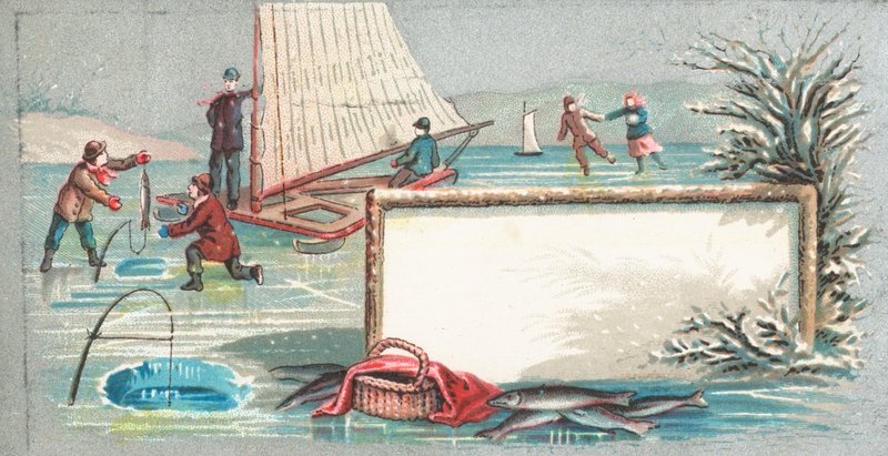 Yatçılık, Balık Tutma ve Buzda Paten, Noel Kartı by English School