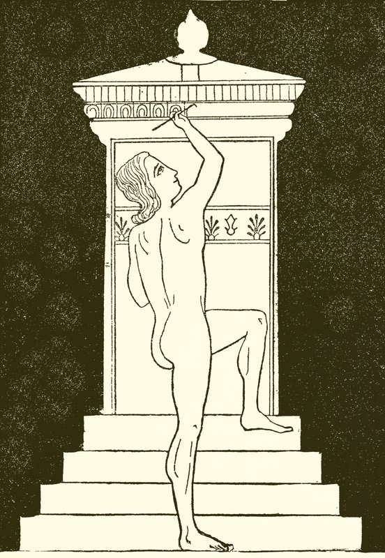 Genç Adam Bir Stela Boyama by English School