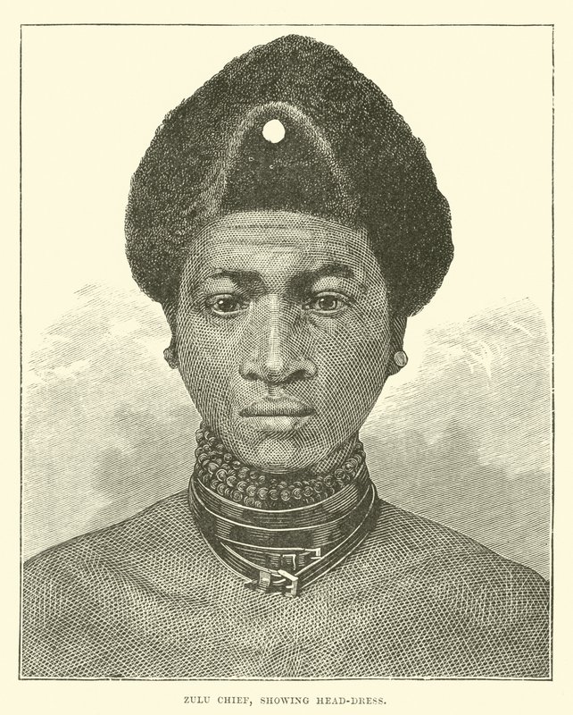 Zulu şefi, başörtüsünü gösteriyor by English School
