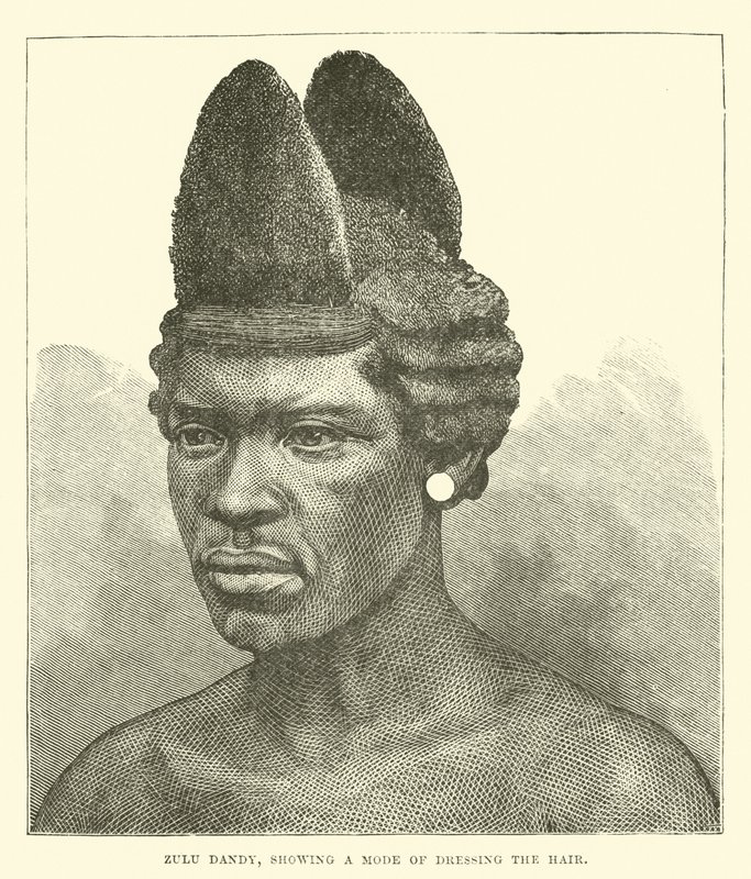 Zulu züppe, saçı giyinme şeklini gösteriyor by English School