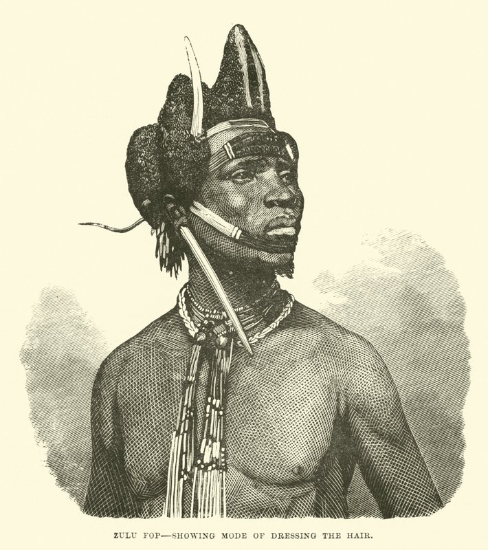 Zulu züppe, saçı giyinme şeklini gösteriyor by English School