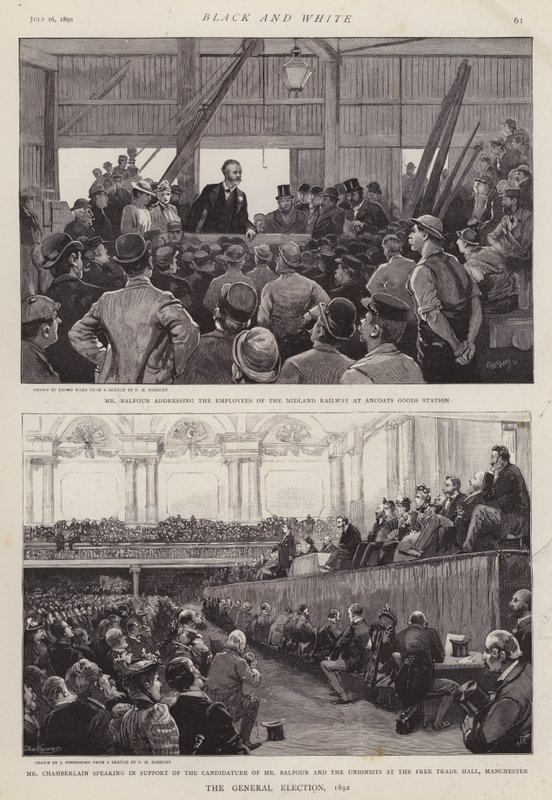 1892 İngiliz Genel Seçim kampanyasından sahneler (lito) by Enoch Ward