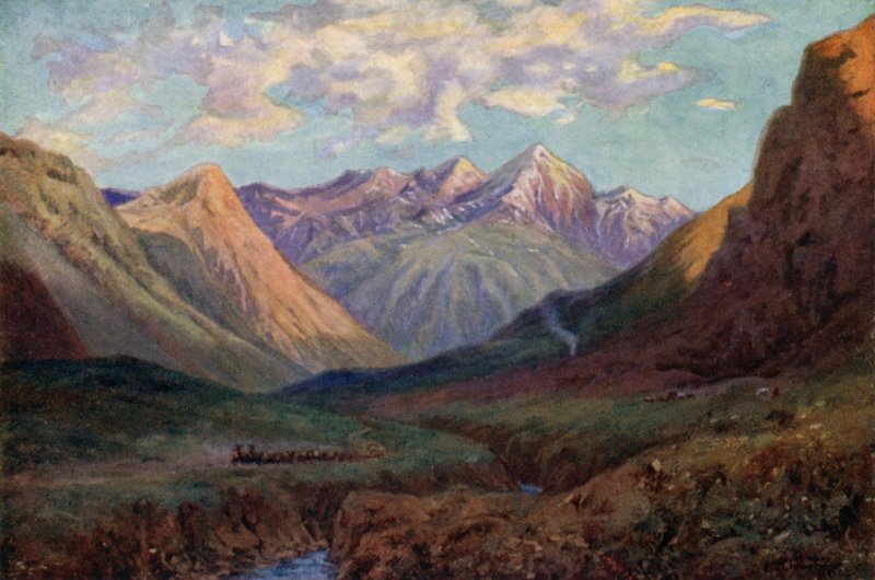 Mule team leaving Puente del Inca  by Ernest William Christmas