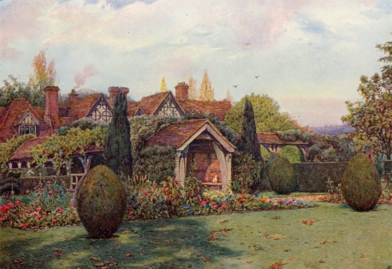 Great Tangley Manor, Surrey (renkli taş) by Ernest Arthur Rowe