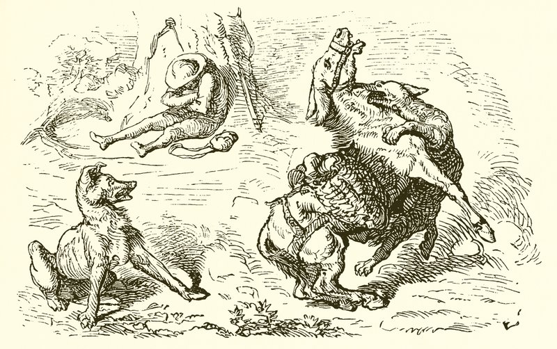 Eşek, Köpek ve Kurt by Ernest Henry Griset