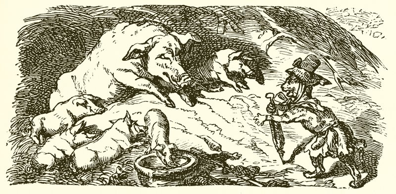 Kartal, Kedi ve Domuz by Ernest Henry Griset