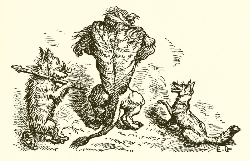 Aslan, Tilki ve Kurt by Ernest Henry Griset