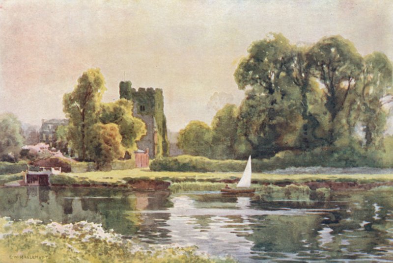 Cookham Kilisesi (renkli taş) by Ernest William Haslehust