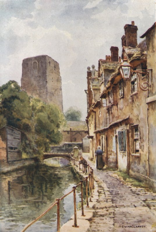 Fisher Row ve Oxford Kalesi Kalıntıları (renkli taş) by Ernest William Haslehust