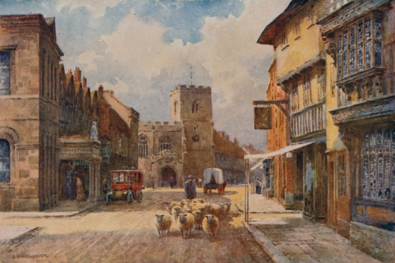 High Street, Stratford-on-Avon (renkli taş) by Ernest William Haslehust