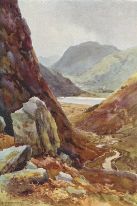 Kirkstone Geçidi ve Brothers Water (renkli taş) by Ernest William Haslehust