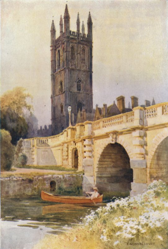 Magdalen Köprüsü ve Kulesi (renkli taş) by Ernest William Haslehust